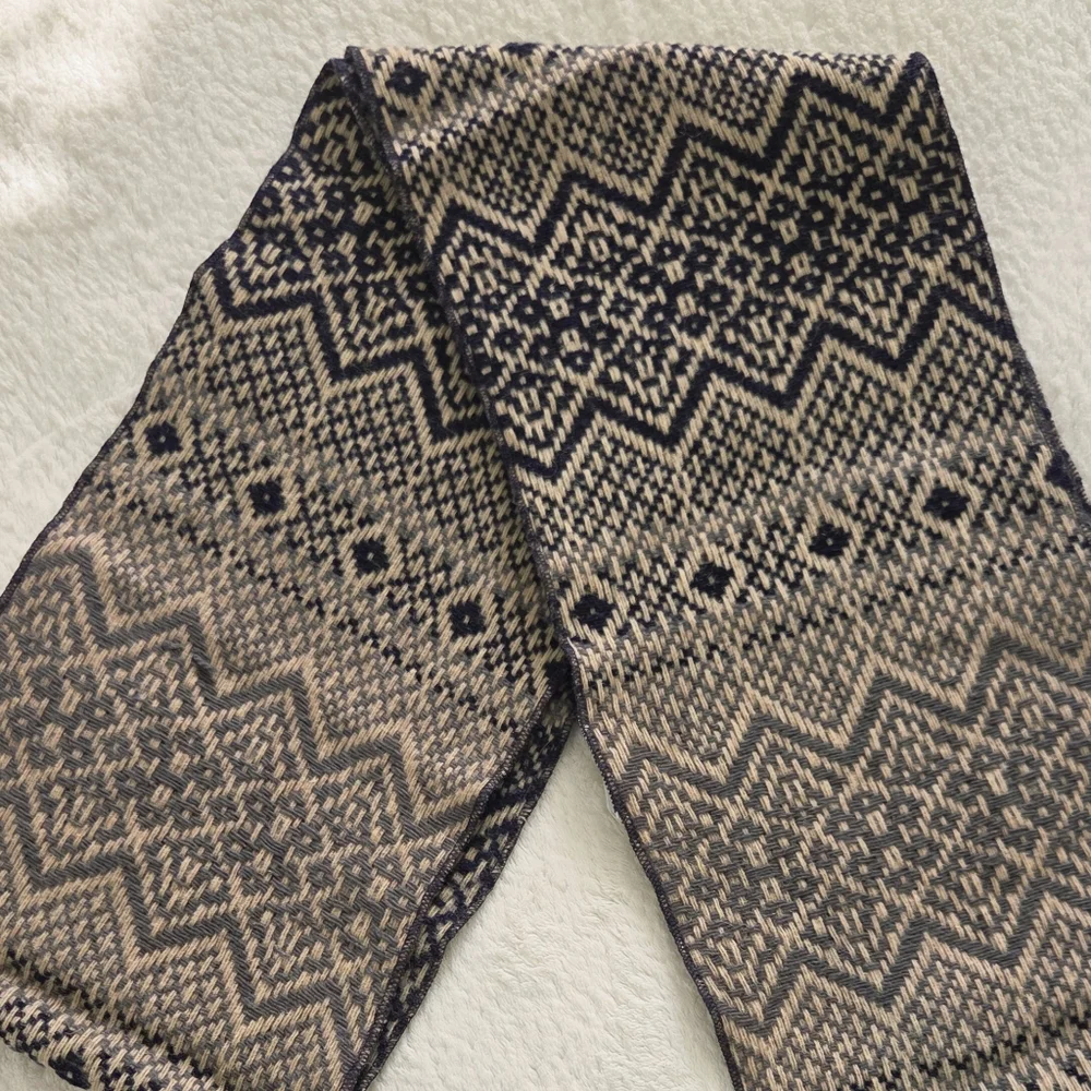 Vintage!!! Wool Geometric Patterned Knit Men Scarf